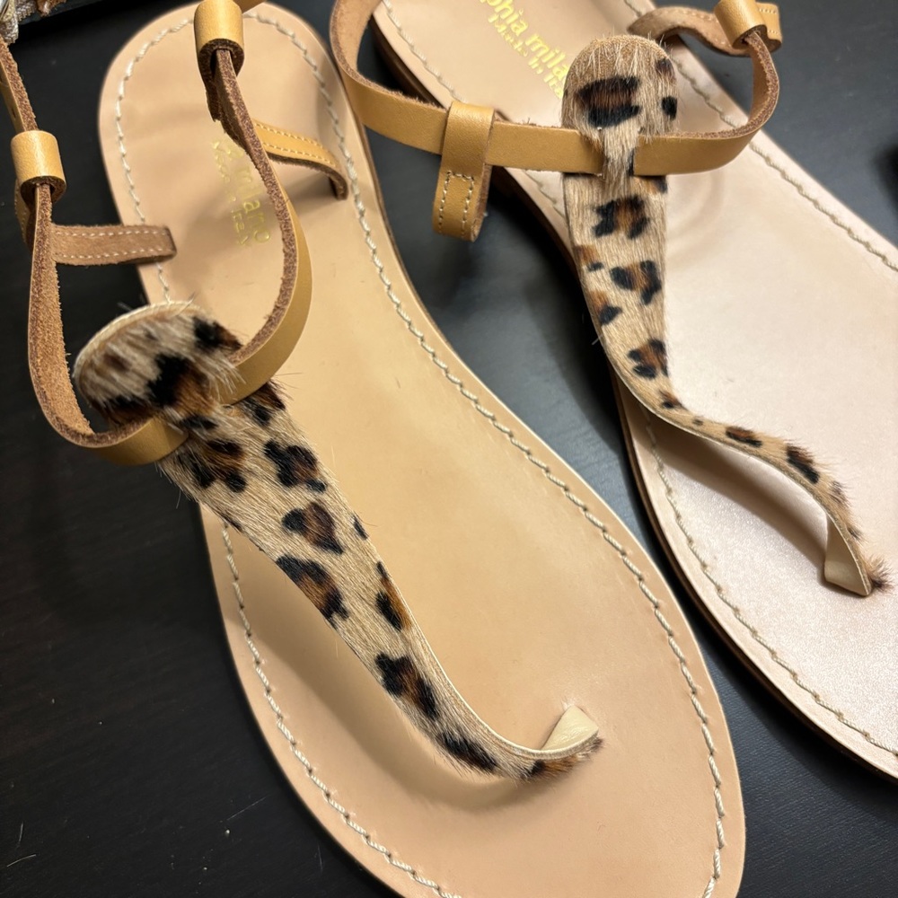 NEW Sophia Milano Leopard Sandals Made in Italy 9